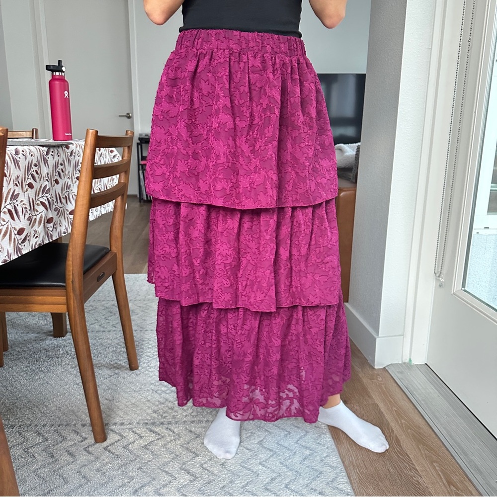 Layered Maxi Skirt in Fuchsia